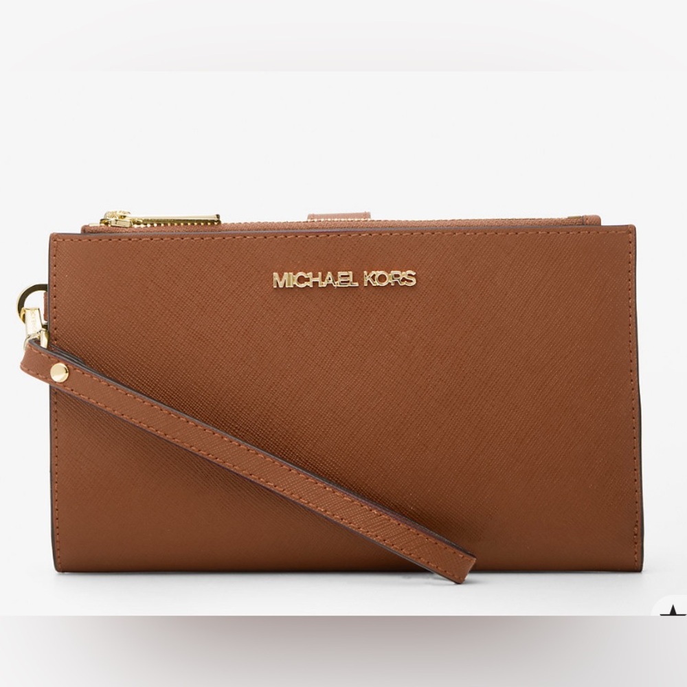 EUC Michael Kors Tan Leather Jetset Wristlet